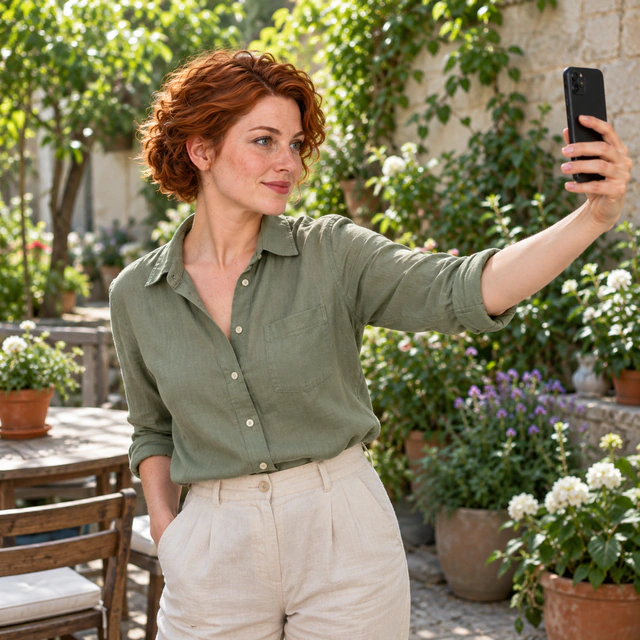 Selfie: copper updo