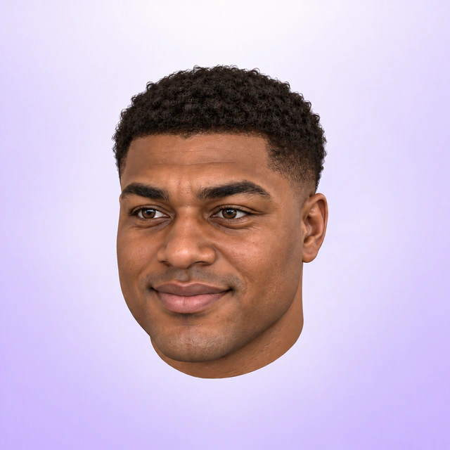 Illustrative 3D twin on lavender: short curls