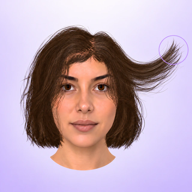 Grab hair demonstration on the default 3D model